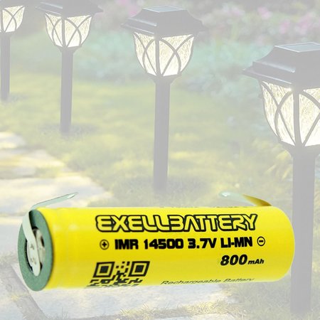 EXELL BATTERY 14500 Li-Ion 800mAh Rechargeable Solar Light Battery WITH TABS EBLI-14500C8-WT_SOLAR